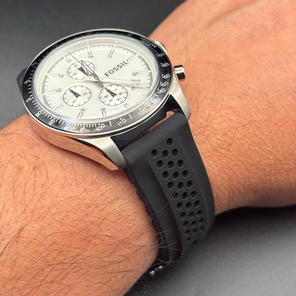 Fossil Autocross BQ2068 Mens Chronograph Stainless Steel Black Silicone Strap - Picture 9 of 17